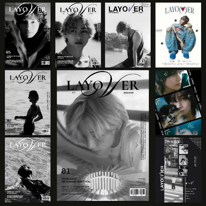 Singer Kpop K-Kim T-Tae H-Hyung V Layover Poster Self-adhesive Art Waterproof Paper Sticker Coffee House Bar Room Wall Decor