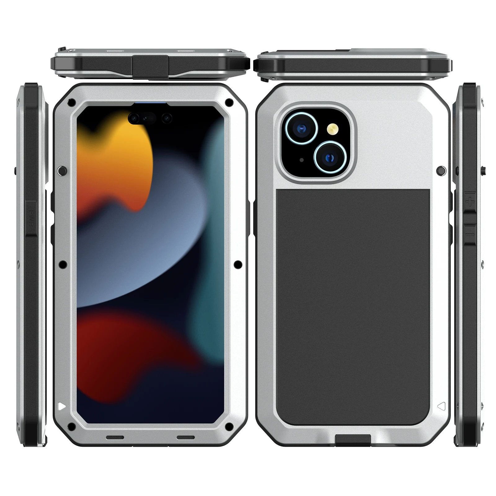 Neue Metall-Schutzhülle mit Rutschfester, Stoßfester 360-Grad-Vollschutz-Funktion für iPhone 16, 15, Xs Max, 11, 12, 13, 14 Serie – Detail 1