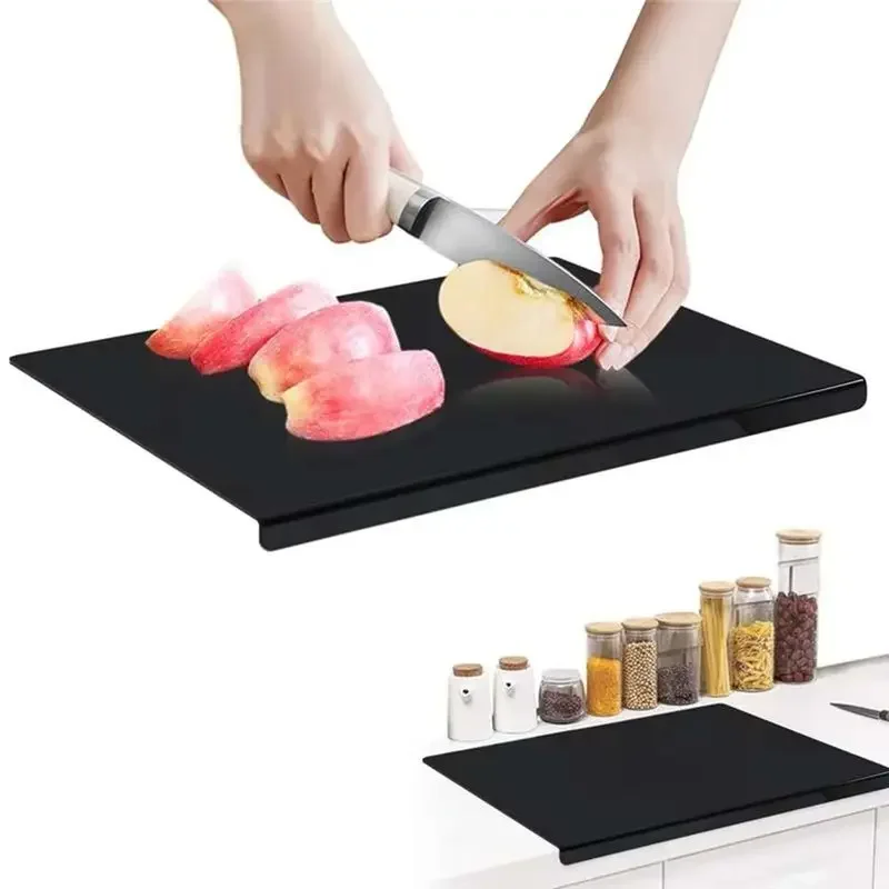 ABXF-Black Acrylic Cutting Board With Lip, Size 17.7X13.7 Inch, No-Scratches, Kitchen, Cutting Board For Kitchen