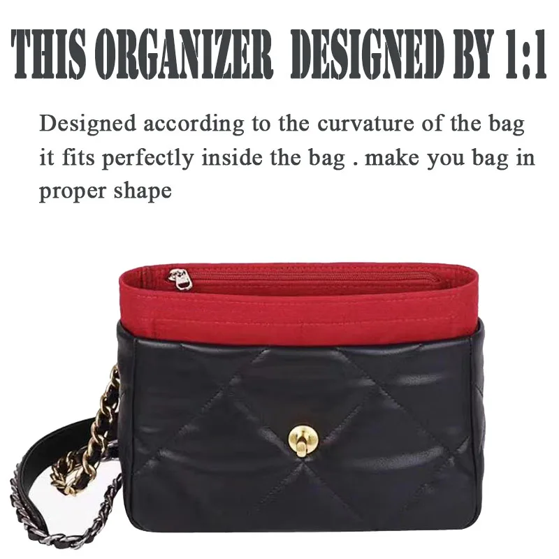 For CC19 Bag Insert Organizer Handbag Women Makeup Organiser Felt Insert Bag Liner Travel Organizer Portable Cosmetic Bag Shaper