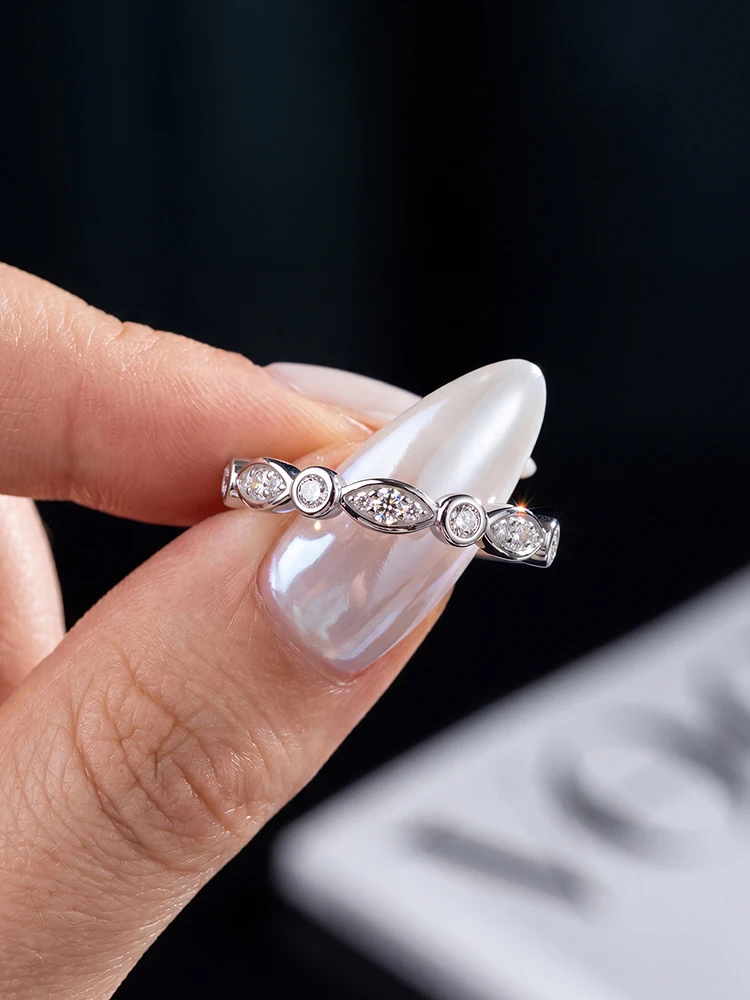 Real Round Moissanite Diamond with Certificate Rings for Women Anniversary Wedding 925 Sterling Silver Fine Jewelry view 2