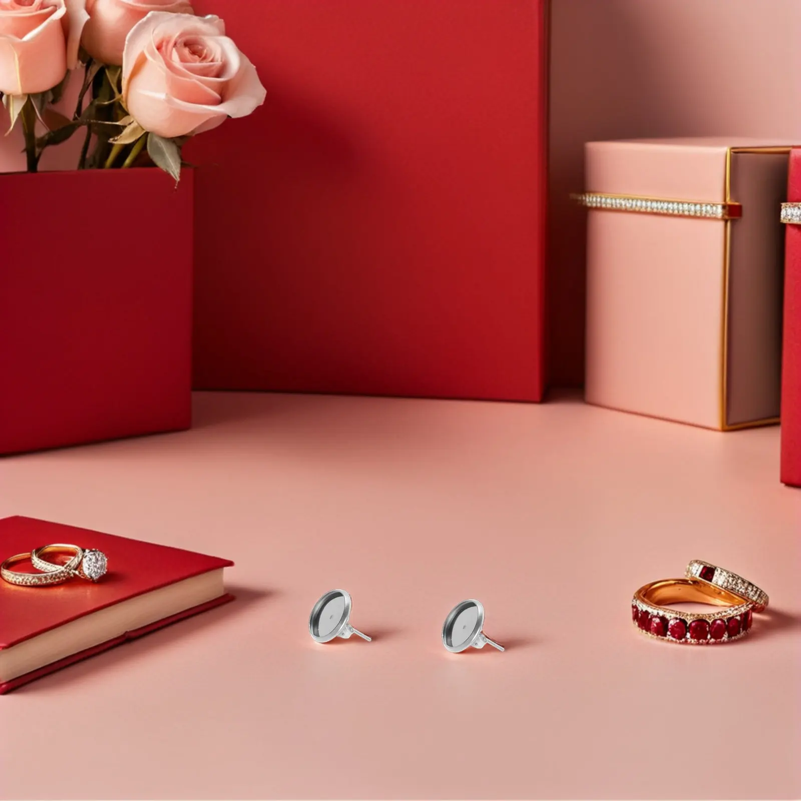 

180Pcs Jewelry Bezel Tray Earrings Stainless Steel Flat Round 6Mm Stud Post Cup Blanks DIY Earring Settings Findings