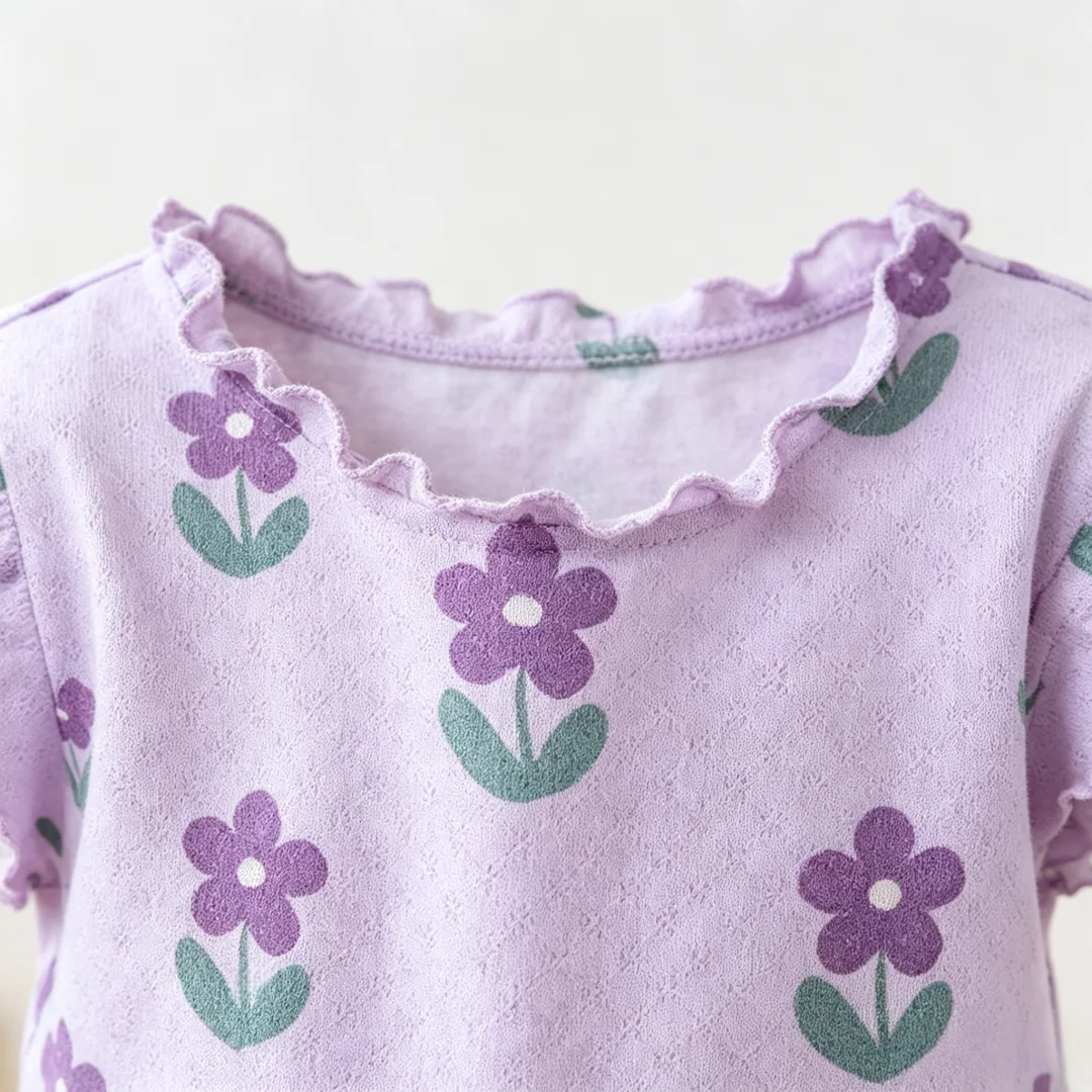 1-6Y Summer Cute Girls Pajama Set Flower Print Ruffle Sleeveless Top+Shorts 2 Pcs Clothes for Kids Thin Soft Children Suit image 5