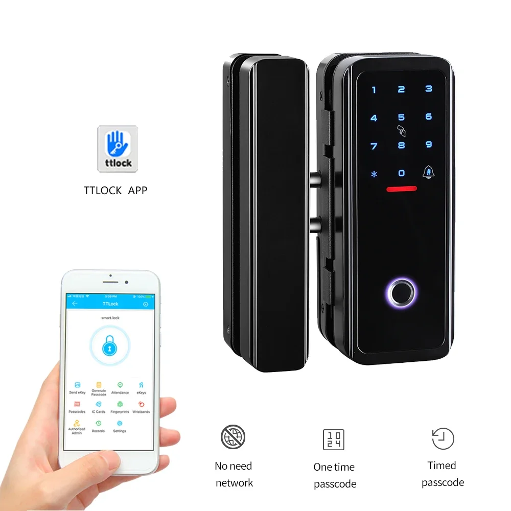 Smartek A9 Scheda RFID in alluminio Password Elettronica digitale biometrica Keyless TTlock Impronta digitale 12mm Porta in vetro Smart Lock