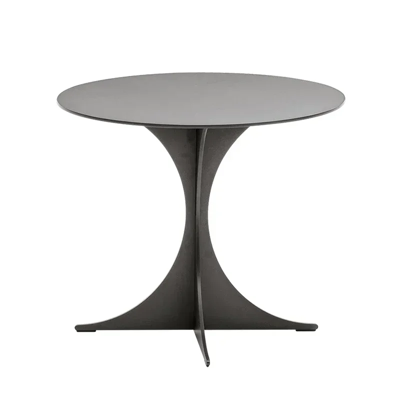 Italian minimalist combination mirrored  round side table silver metal stainless steel coffee table