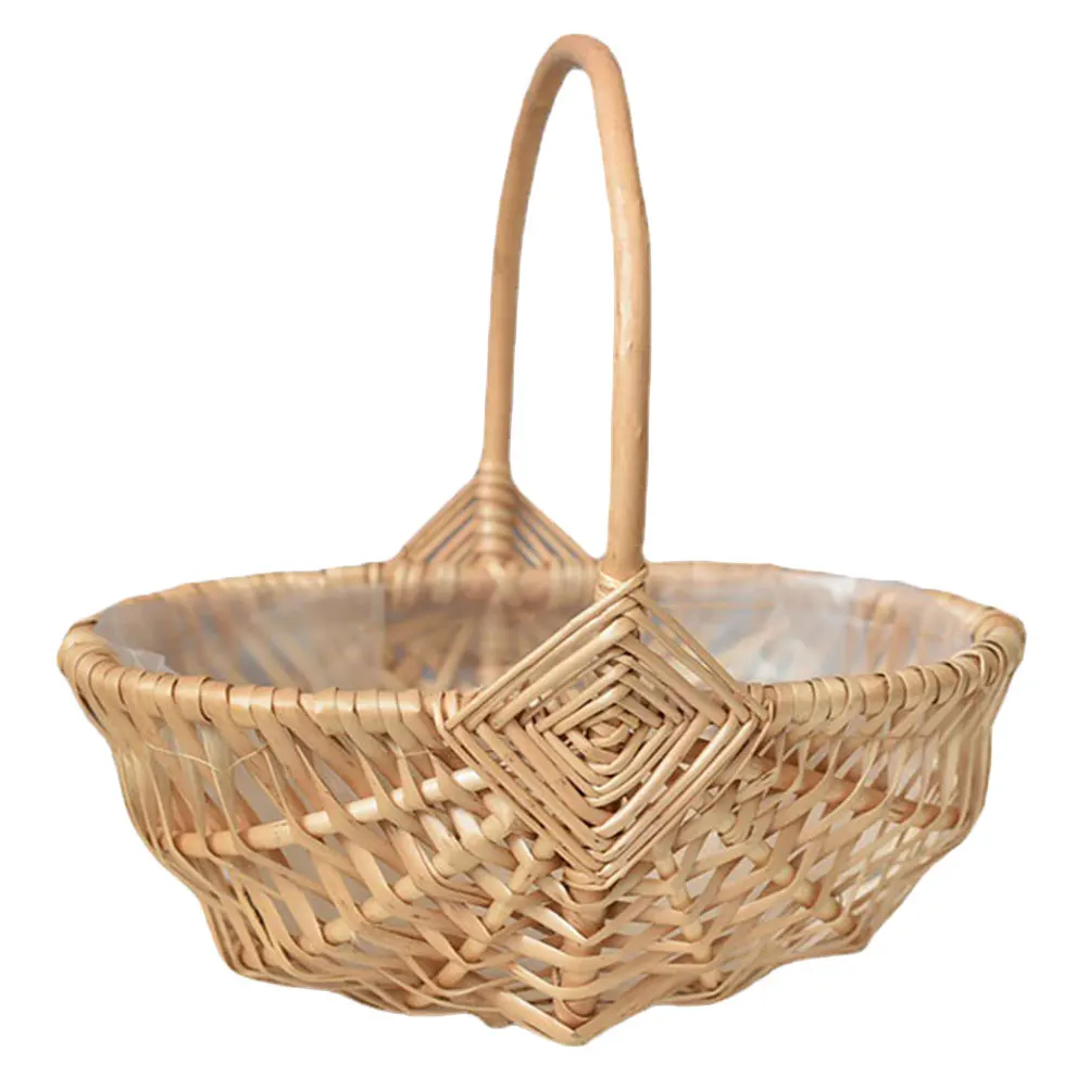 

Food Portable Flower Basket Bride Wedding Decor Nursery Wicker Girl Baskets for