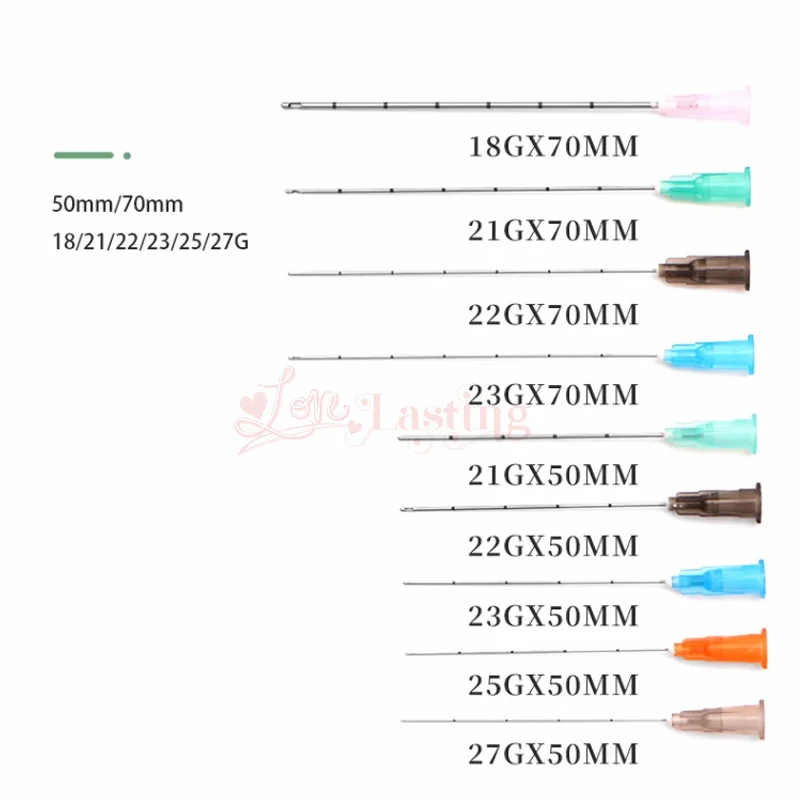 10pcs/lot Blunt Needle Supplier Canula For Injections Tip Cannula 18G 21G 22G 23G 25G 27G 30G25MM 50MM 70MM Tattoo Needles