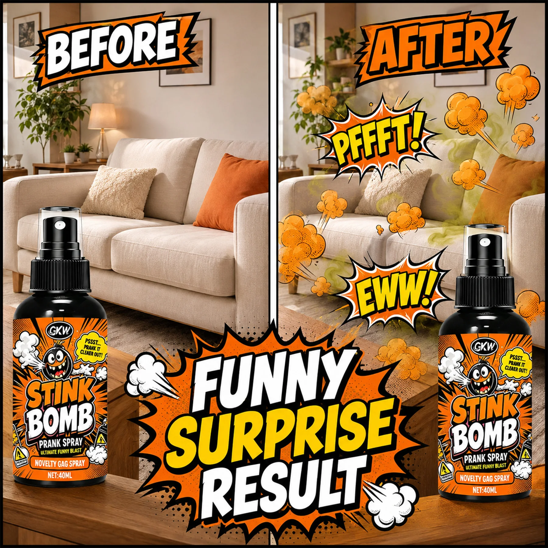 Prank Stink & Anti‑Static Spray, Long‑Lasting Horrible Odor, Halloween April Fool Party Gag Toy, Novelty Family Prank Gift