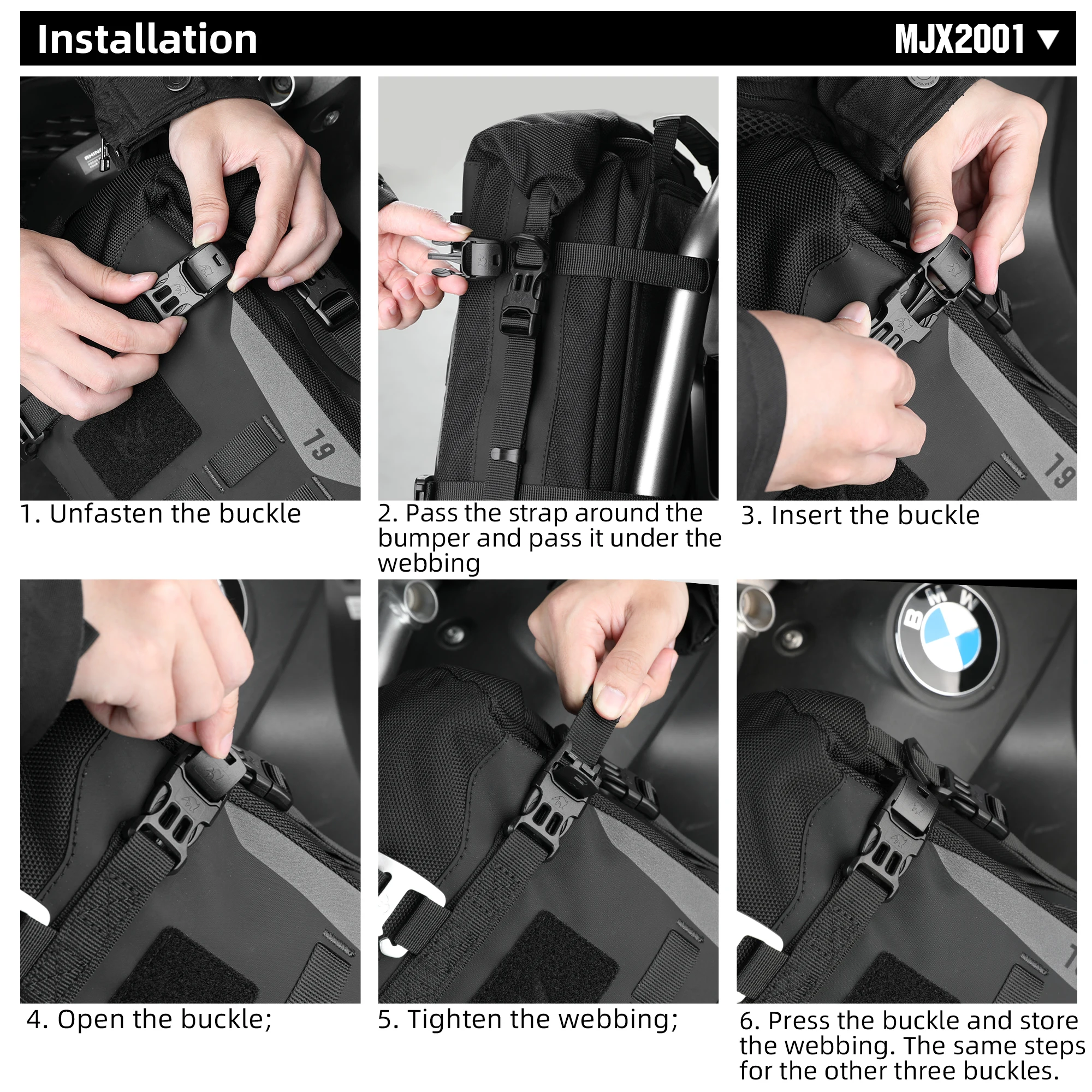 Rhinowalk Motorcycle Bumper Bag 6L Waterproof Motor Crash Bar Bag With Inner Support Board Back Panner Side Pack Travel Luggage