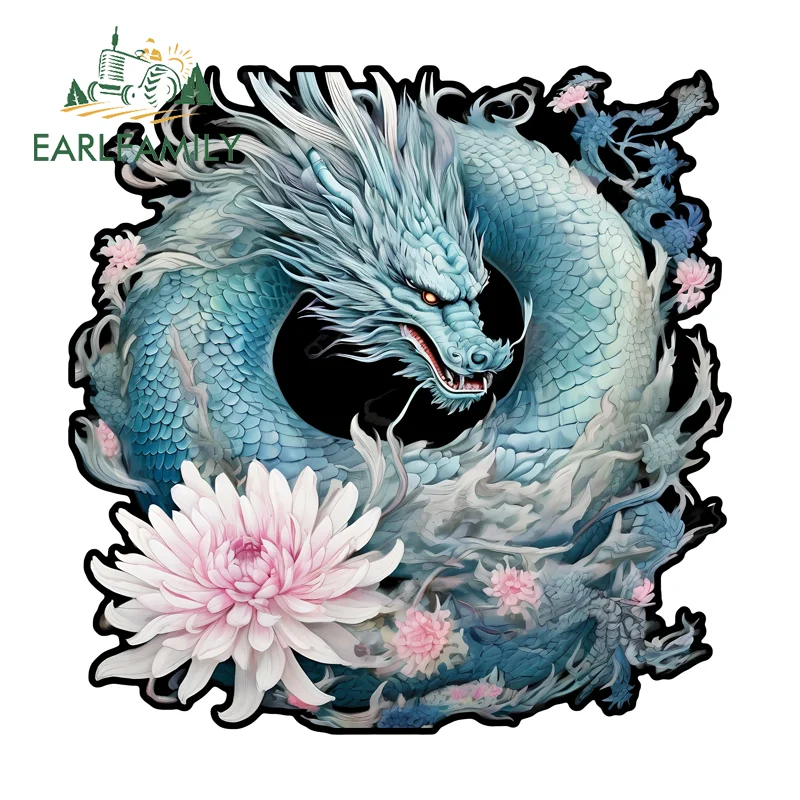 

EARLFAMILY Dragon Cherry Blossoms Graffiti Stickers Hot Anime Theme Car Decal Graphics DIY Sunscreen Racing Accessories DIY