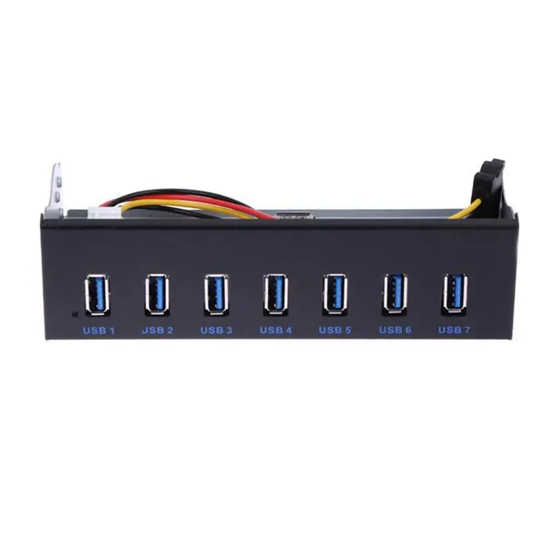 Efficient 5X 7 Port USB 3.0 Hub 5Gbs 5.25Inch CD-ROM Drive Bay CD ROM Front Panel For Computer Case+USB 3.0 19-Pin Header