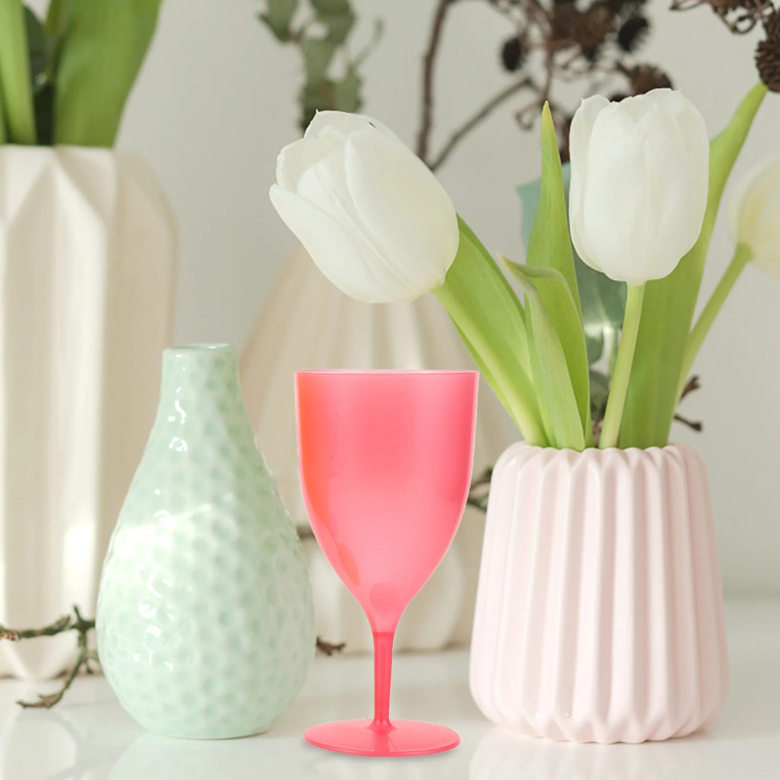 

6pcs Easter Themed Reusable Plastic Goblets High Stem Colorful Drinkware Set For Party Wedding Holiday Family Gatherings