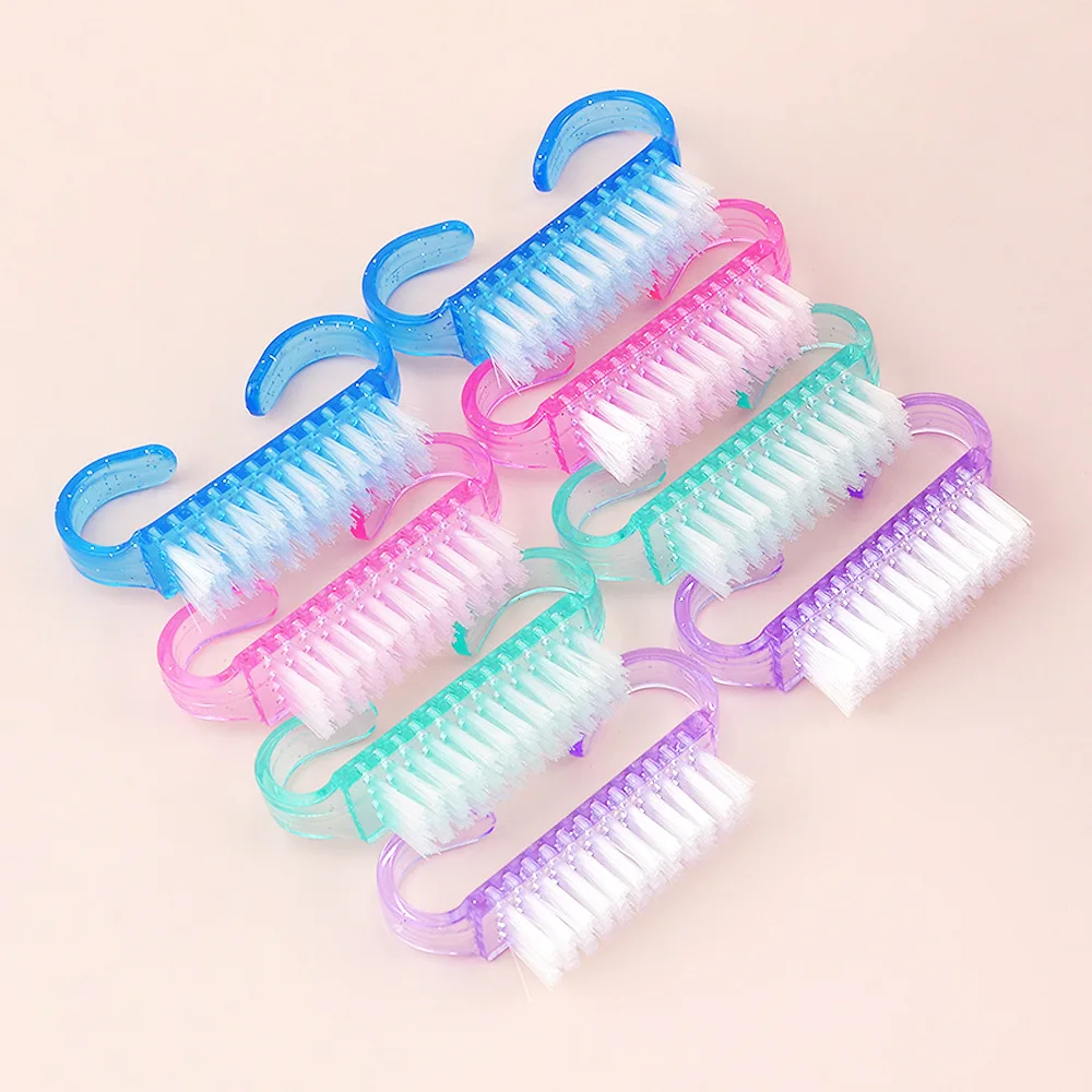 Lot de 50 brosses à ongles colorées en plastique, pour manucure et pédicure