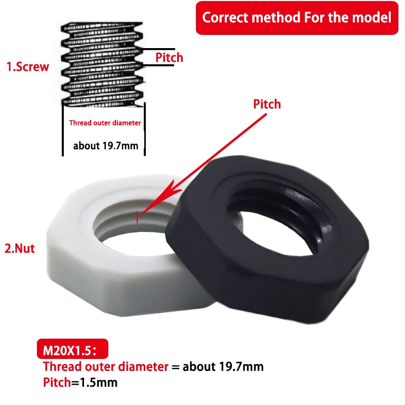 10/100pcs M5-M63X1.5 plastikowe nakrętki metryczne gwint sześciokątny czarny biały nakrętka nylonowa