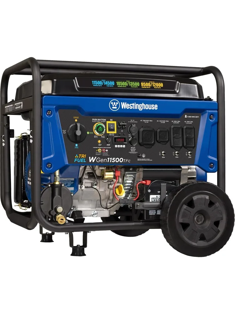 Outdoor Power Equipment 14500 Peak Watt Tri-Fuel Home Backup Portable Generator, Remote Electric Start Natural Gas Powered