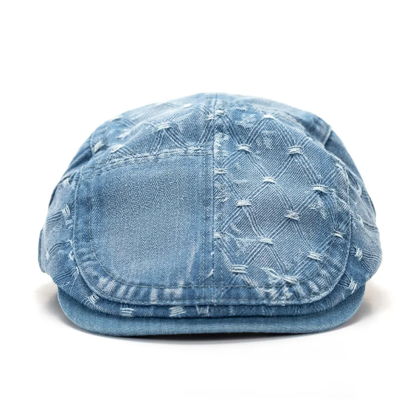 Korean Fashion Washed Denim Hat for Women, Artistic Retro Beret, Cotton Duckbill Cap for Men, Versatile Forward Cap