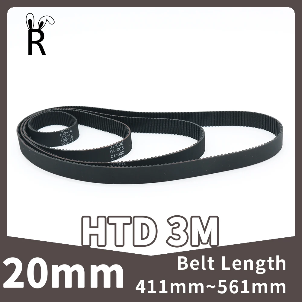 Timing Belt Width 20mm HTD 3M Pitch 3mm Length 411mm~561mm Number Of 137Teeth~187Teeth HTD3M Closed Loop Rubber Synchronous Belt