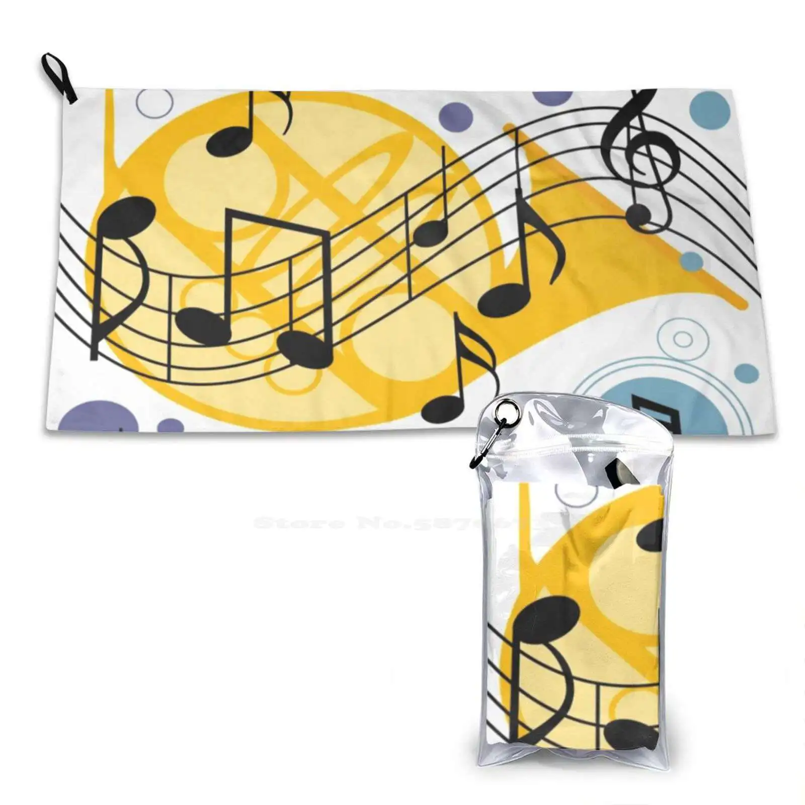 Musical Notes Soft Towel Quick Dry Beach Towel Music Notes Clef Guitar Musician Band Classical Piano Violin Instrument Musical