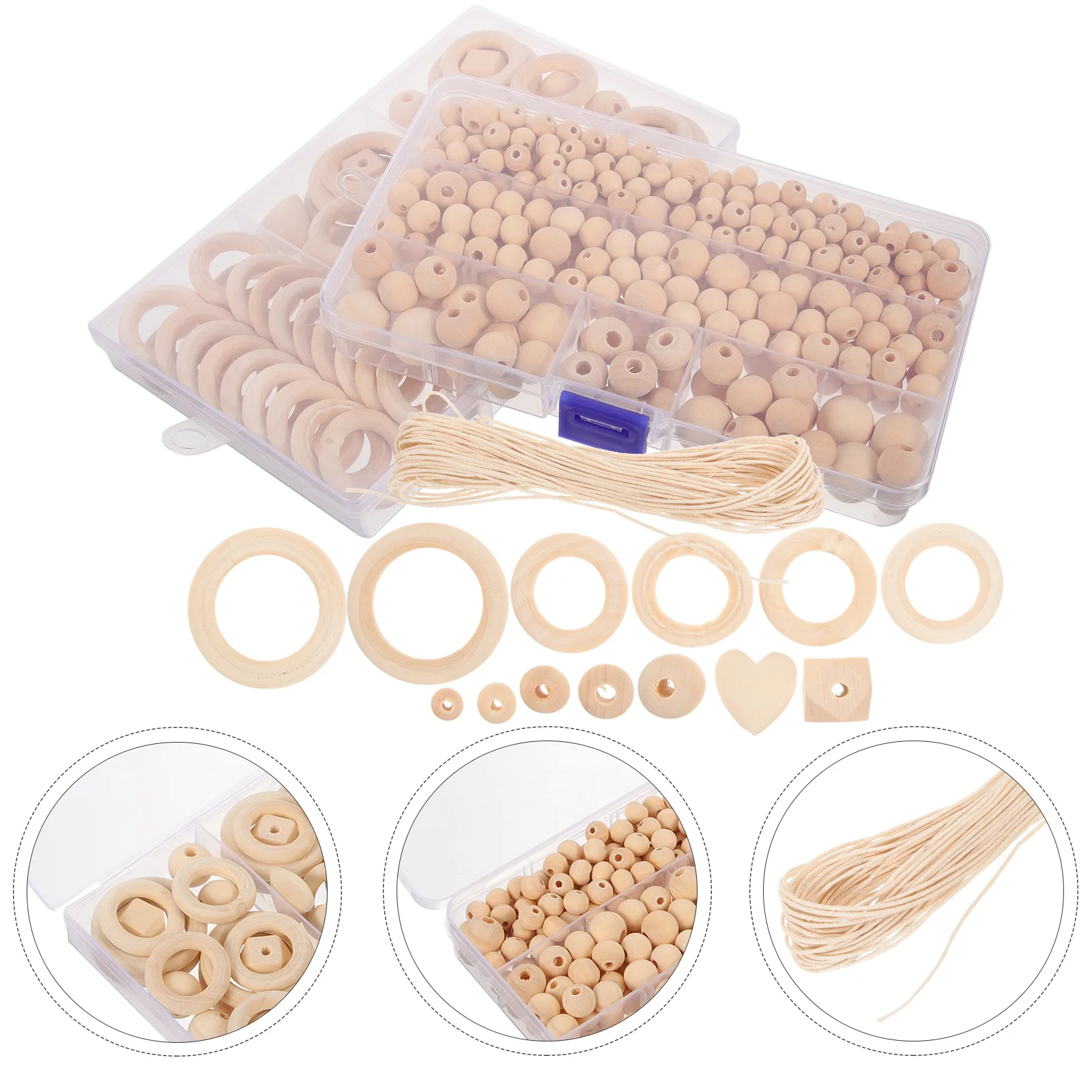

Wooden Beads Boxes Shaped DIY Accessories Decorative Bead Loose Bead Loose Beads Home Summer Creative