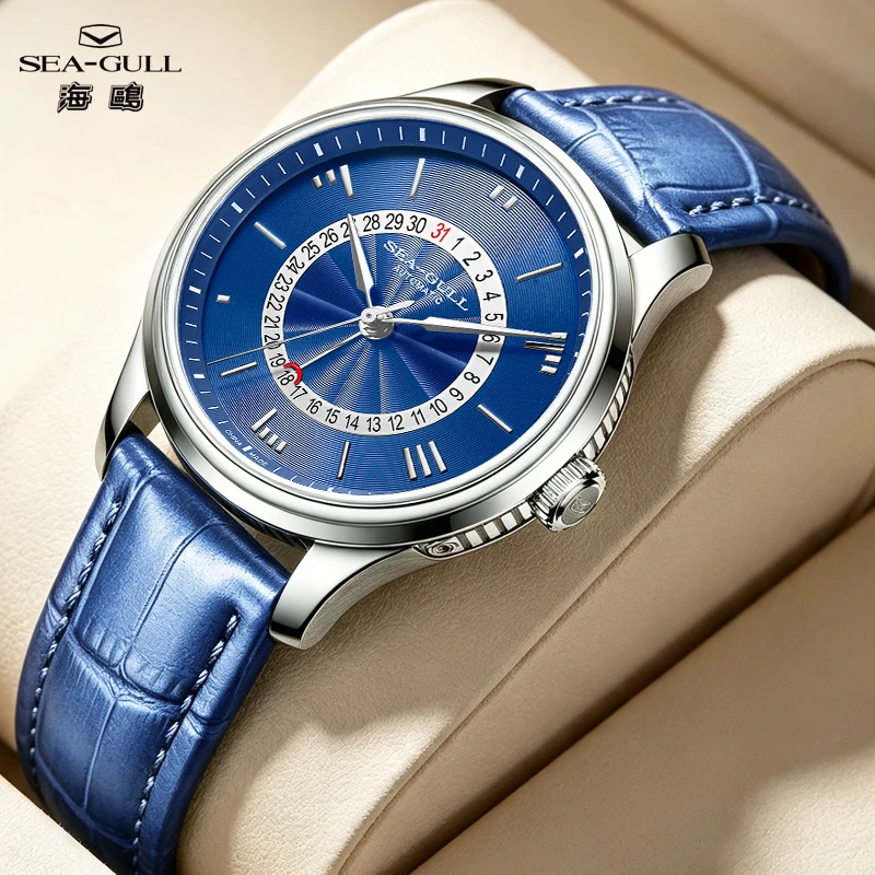 Seagull Men Watch Blue Automation Mechanical Watch Business Fashion Wristwatch Calendar Watch Luxury Sapphire Crystal Clock 6038