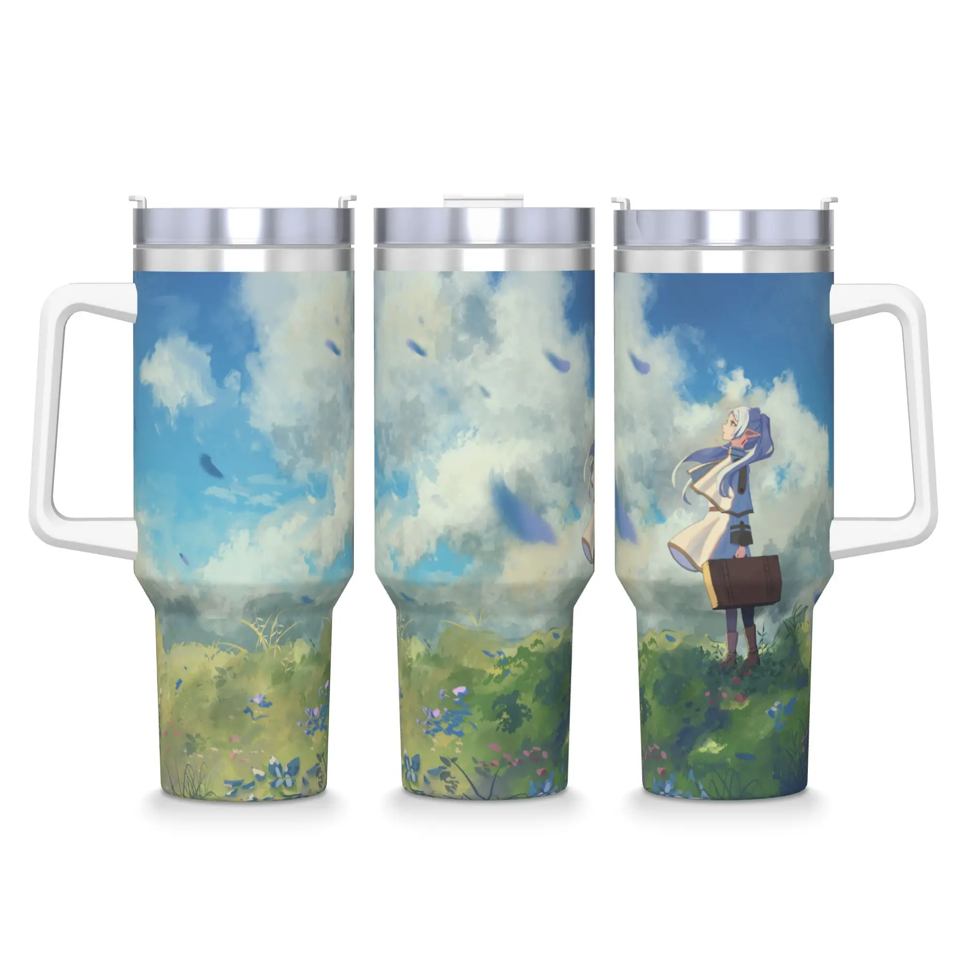 40OZ Stainless Steel Tumbler Frierens Beyond Journey's End Anime Thermal Cups Heat Preservation Mugs Cup Beach Water Bottle