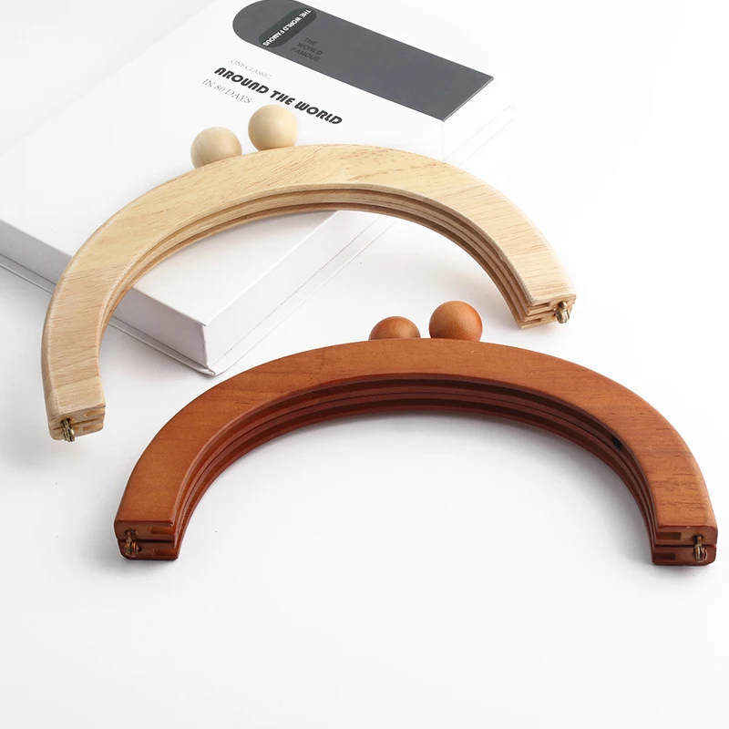 1PC Natural Solid Wood Wallet DIY Sewing Frame Kiss Lock With Screws Crossbody Bag Plush Bag Handle Replacement Accessories