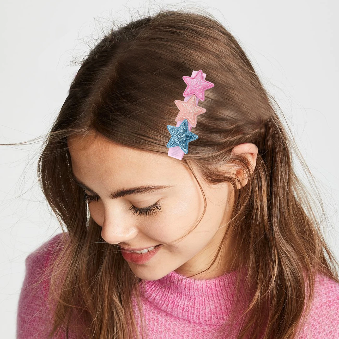 Glitter Star Hair Clips for Girls Sparkly Rainbow Clips Kids Hairpins Star Shaped Hair Barrettes Headwear Hair Accessories