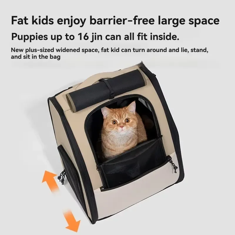 Large Capacity Foldable Pet Backpack Breathable Mesh Cat Carrier Bag Escape Proof Zipper Design Comfortable Travel Dog