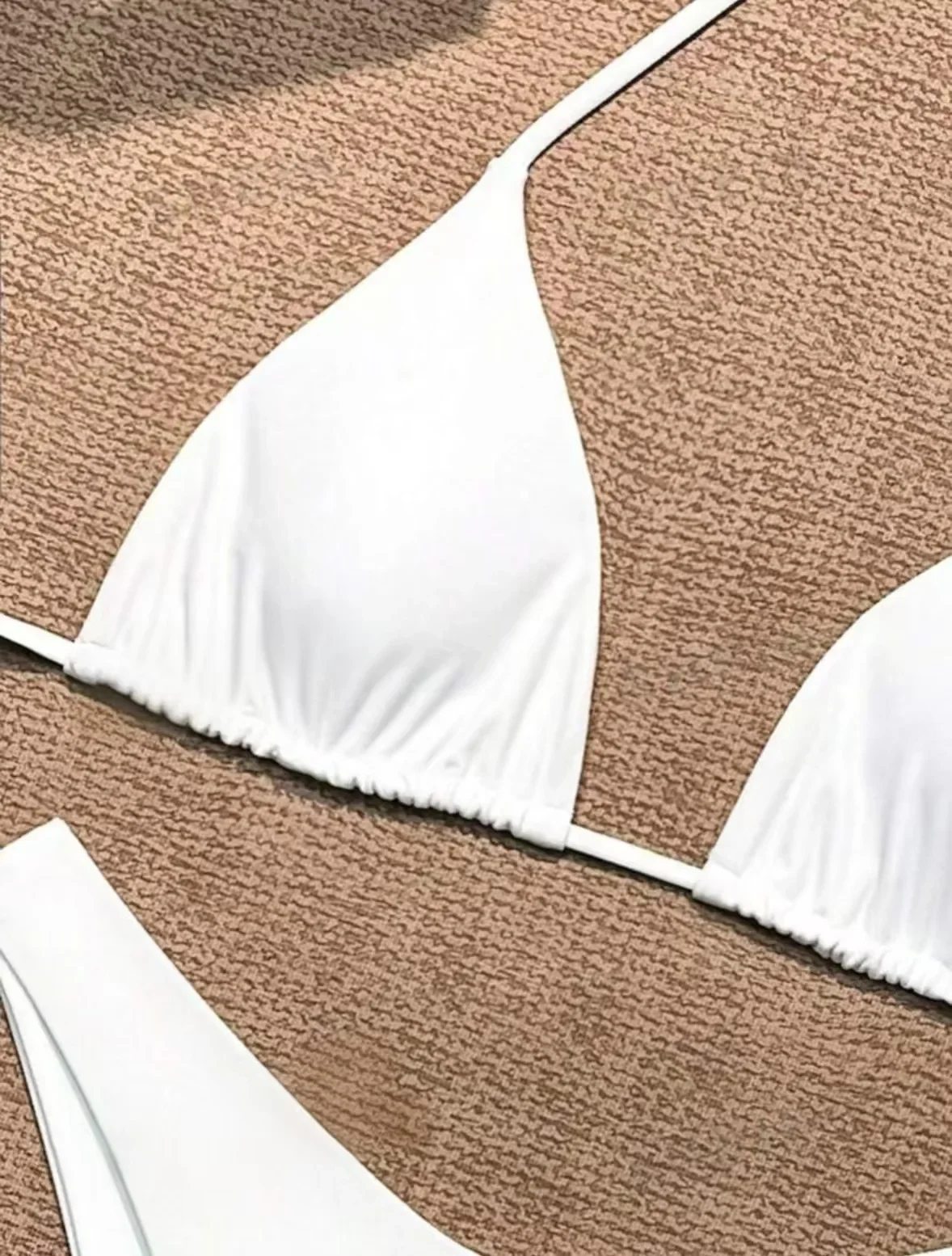 sexy solid white halter bikinis sets two pieces backless tie padded thong swimwear female bathing suit biquini tankini