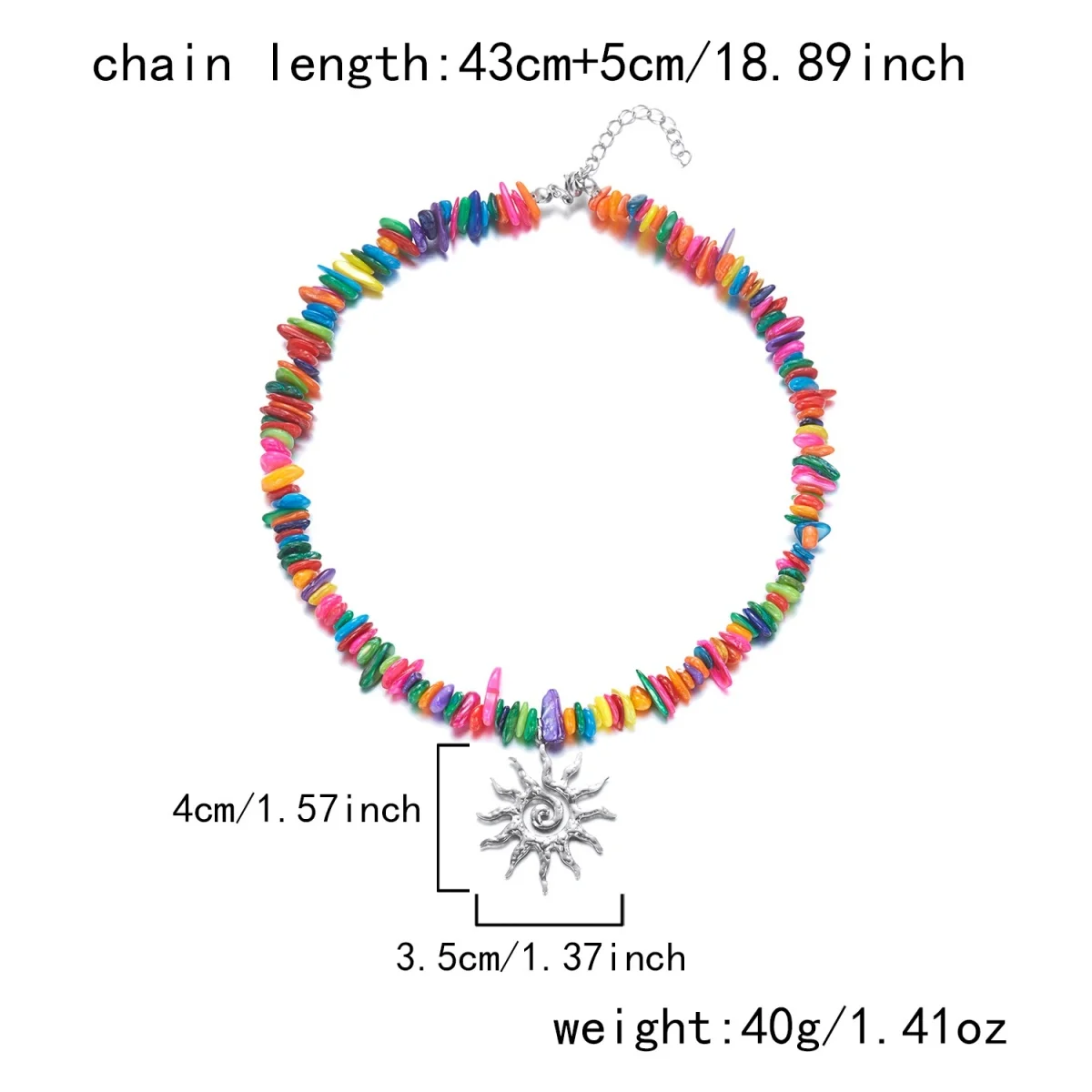 Retro-Halskette mit unregelmäßigen Muschelperlen in Maillard-Farben und Sonnenwirbel-Anhänger für Damen und Herren, doppellagige Sonnenblumen-Kette, Choker-Schmuck – Detail 30