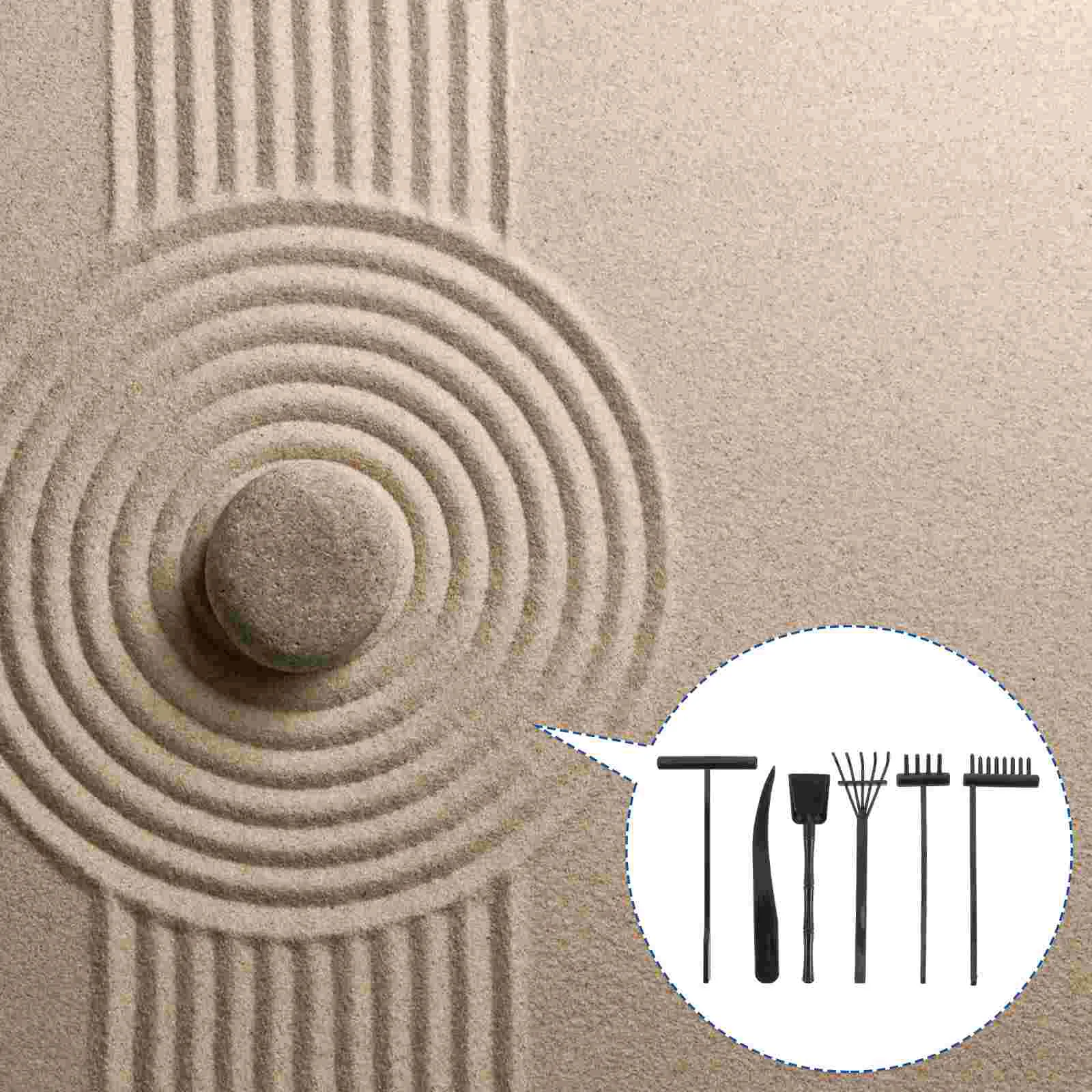 6Pcs Zen Garden Sand Rake Kit Plastic Lightweight Mini Rake Tools For Figurines Miniatures Tine Sand Push Rake Home