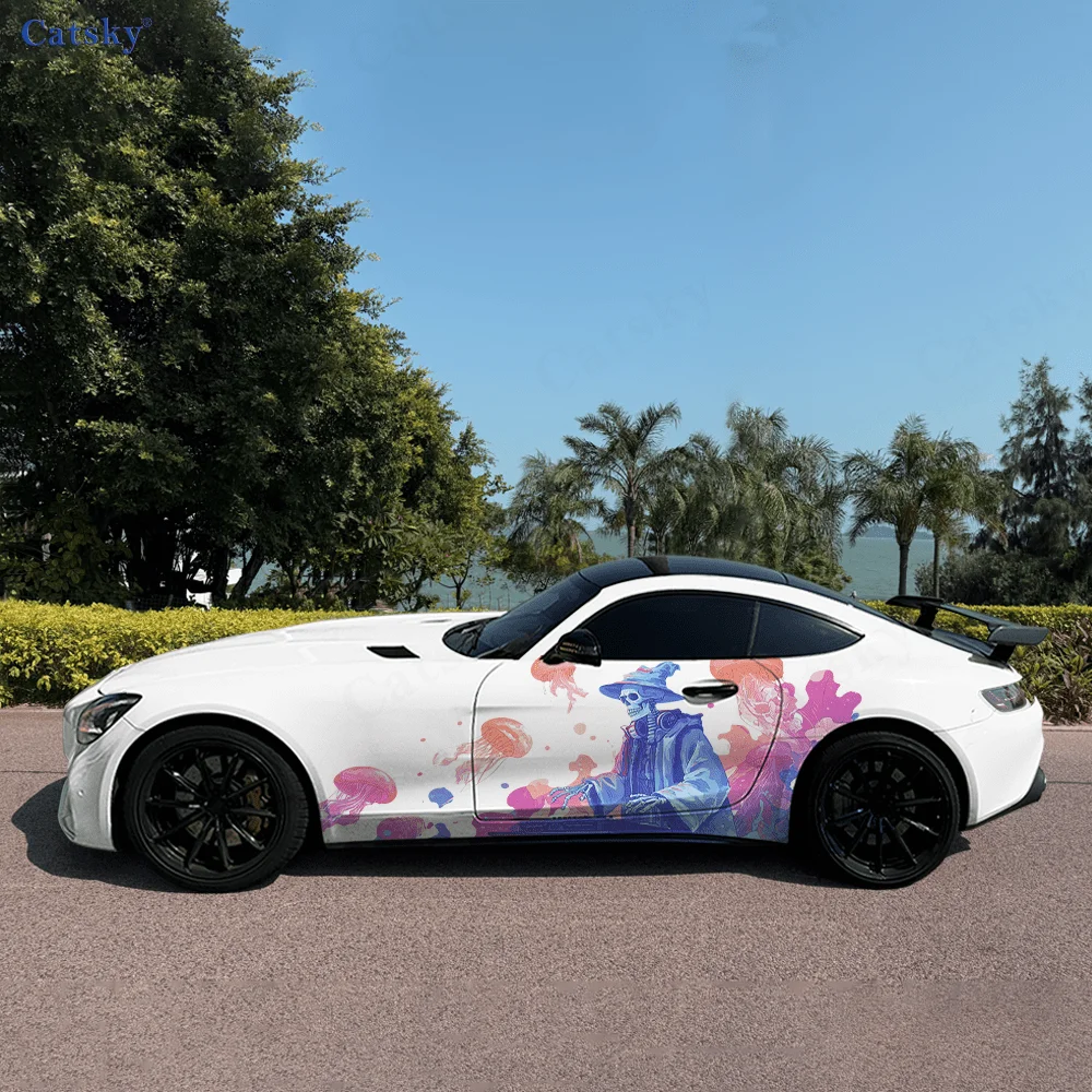 

Skeleton Witch Mushroom Car Vinyl Wraps Decal Self-adhesive PVC Sticker Suitable for Trucks SUV Decoration Auto Accessories Gift