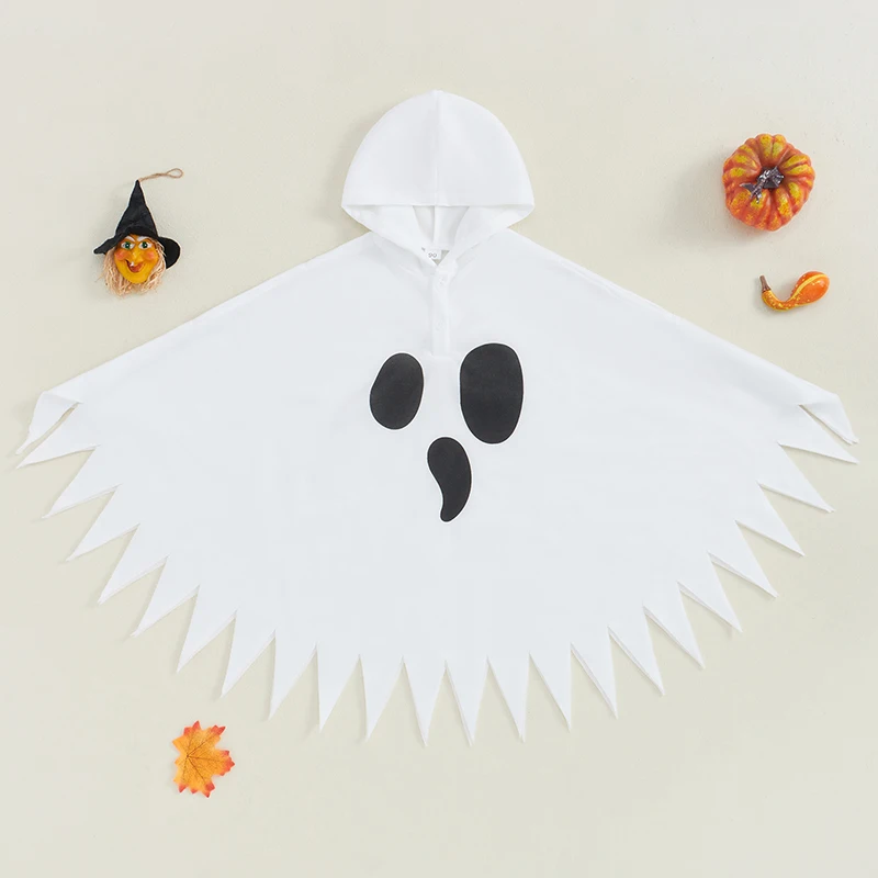 Toddler Baby Girl Boy Halloween Outfit Ghost Face Cape Party Hoodie Poncho Fall Clothe