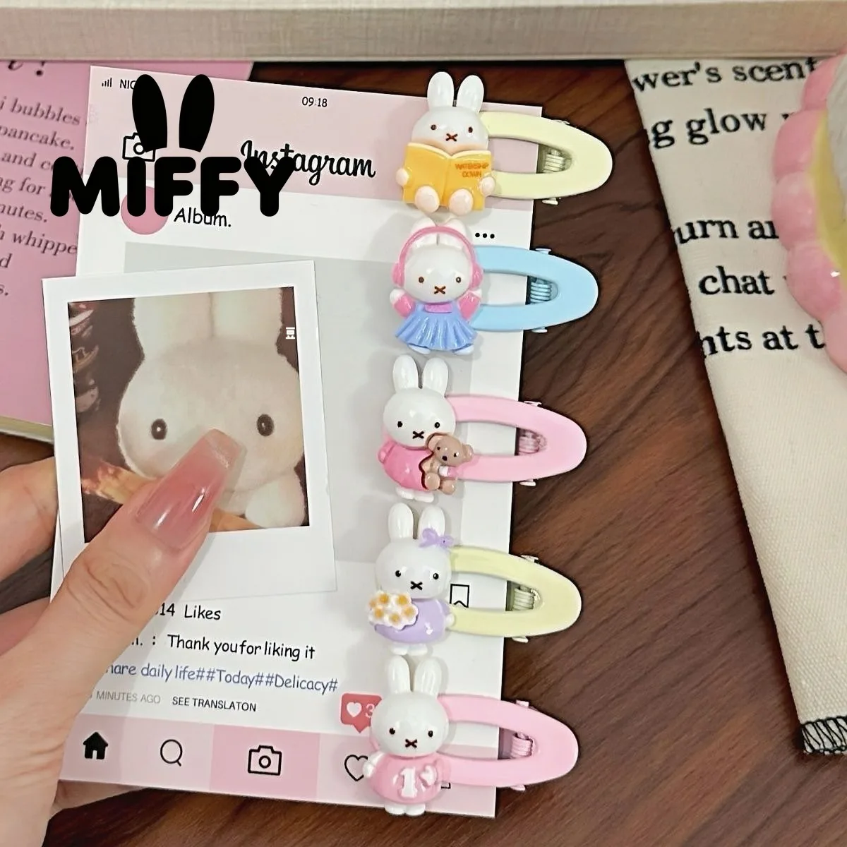 Miffy Bunny Hair Clips Cute 3D Cartoon Rabbit Barrettes Kawaii Colorful Side Bang Hair Pins Sweet Decorative Hair for Girls Wear