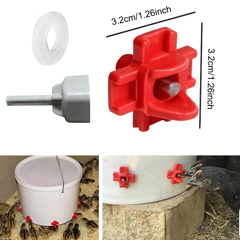 6/15/40 قطعة حلمات سقي الدجاج الأفقية مع لقم الثقب، نظام سقي الدواجن المقاوم للتسرب لحظيرة الدجاج #3