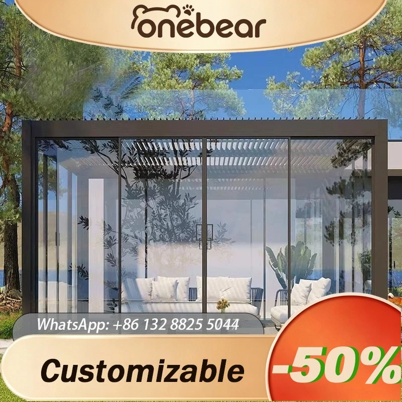 Any Size Custom Aluminum Glass Sunroom Structure Outdoor Patio Enclosure Room With LOW E Glass And Optional LED Lighting Design