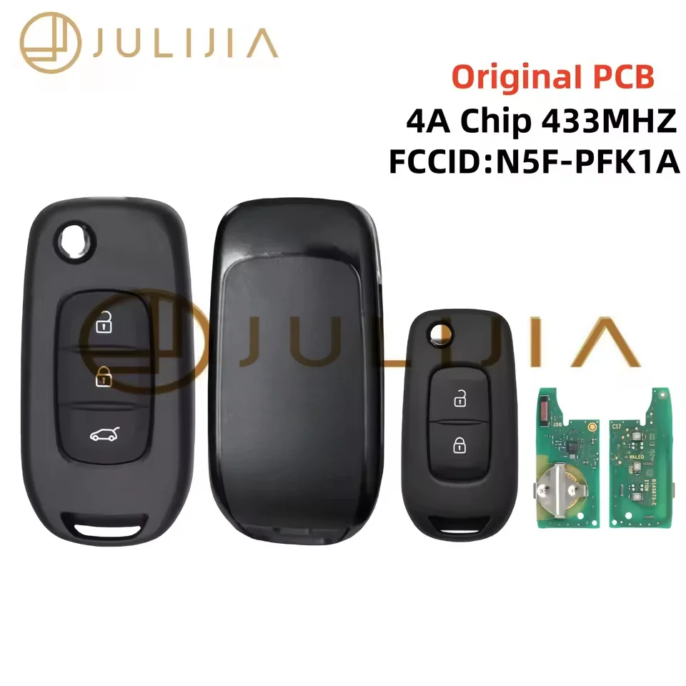 Julijia ic: 3248a-rfk1a oem pcb para renault oroch logan espanador sandero fcid:N5F-PFK1A 433mhz 4a chip chave de controle remoto