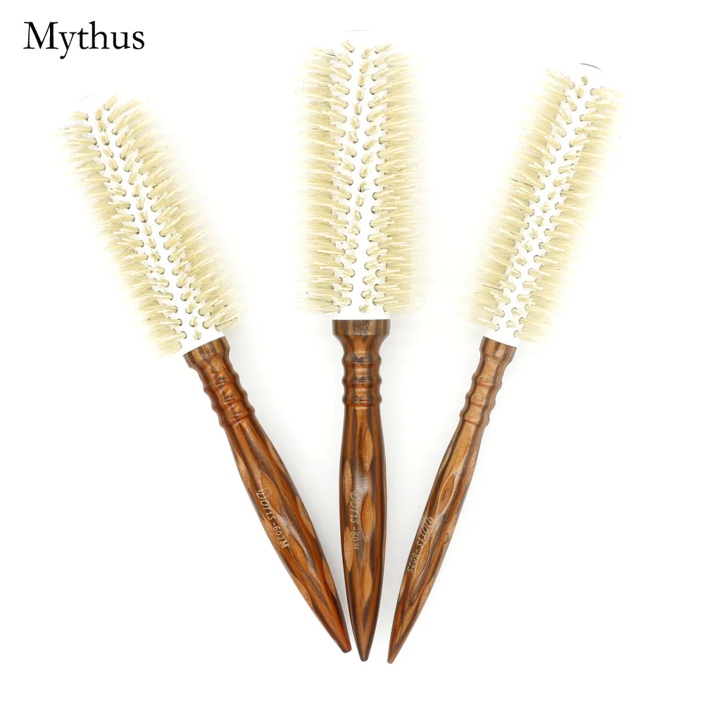 3 Size Salon Hair Curls Brush Antistatic Wooden Hair Round Brush For Hairdressing Nylon And Bamboo Fibre Barber Brushes