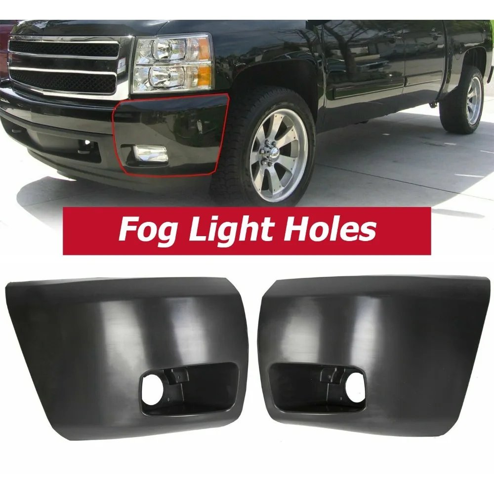 

Bumper End Caps Set For 2007-2013 Chevy Silverado 1500 Fog Light Holes Front