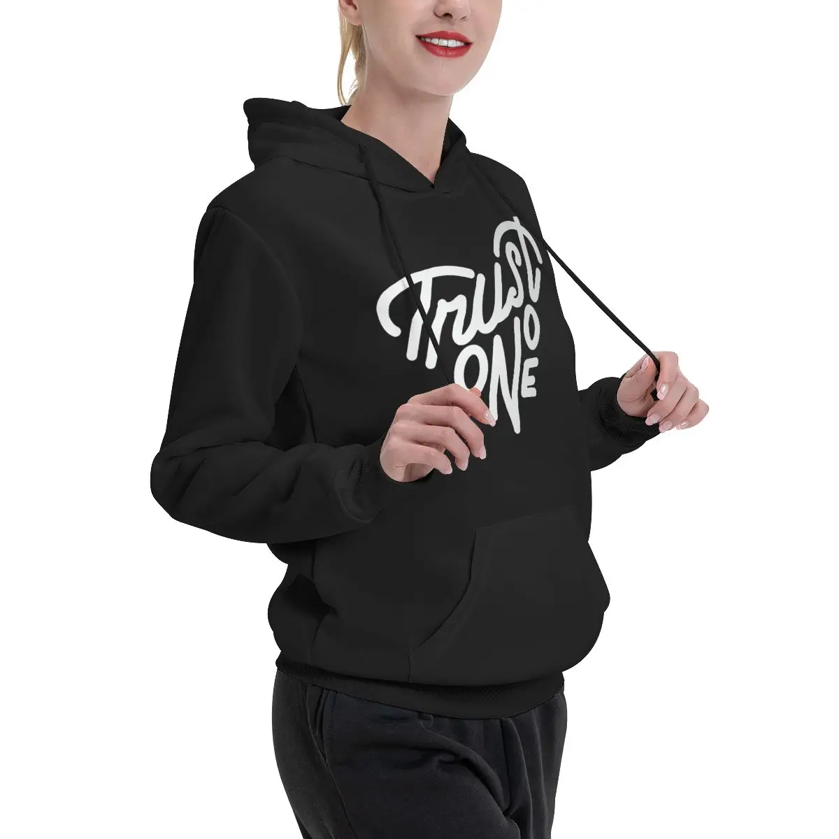 TRUST NO ONE Essential For Sale Couples Plus Velvet Hooded Sweater Cute Top quality Leisure Beautiful With hood pullover