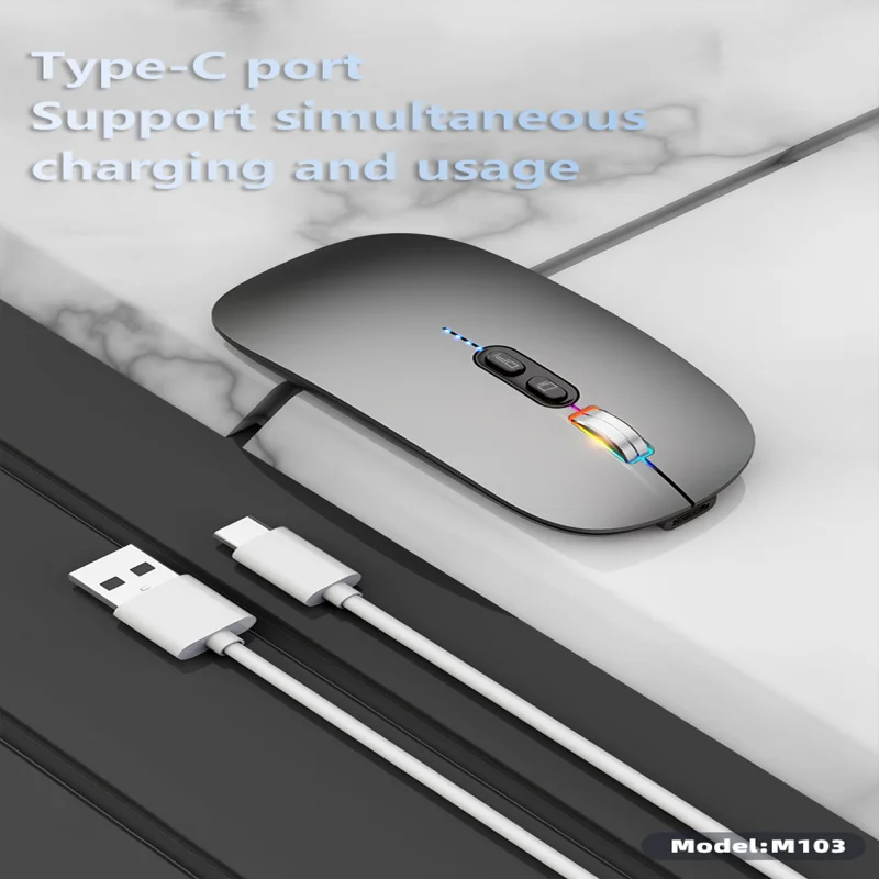 ماوس بلوتوث لاسلكي من Xiaomi، وضع مزدوج من النوع C، ماوس قابل لإعادة الشحن، مريح، ماوس صامت لسطح المكتب للكمبيوتر المحمول
