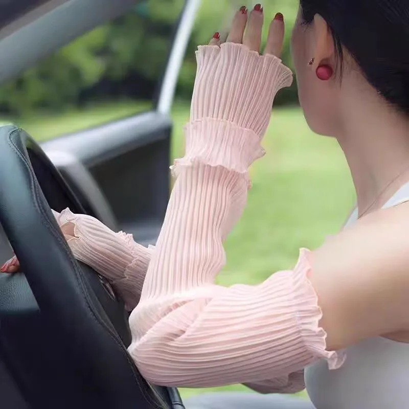 ฤดูร้อนขับรถผ้าไหมน้ําแข็งหลวม Fit Sun Protection Sve ครอบคลุมบางเกราะ Fairy Lace UV Protection ถุงมือผู้หญิง