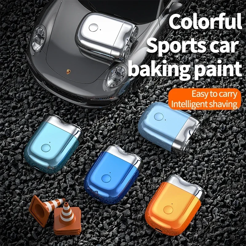 อินเทรนด์ที่มีสีสันเครื่องโกนหนวดไฟฟ้าคู่ลอยหัว MINI Beard มีดสําหรับชายแบบพกพาไร้สาย Face Body มีดโกน Trimmer