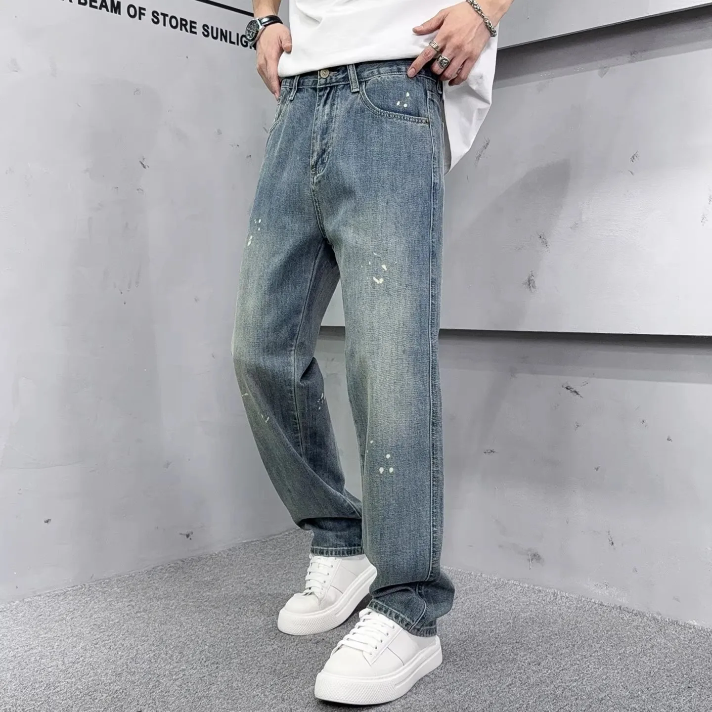 Spring 2026 New High Street Jeans Men's Hong Kong Style Loose Versatile Casual Pants