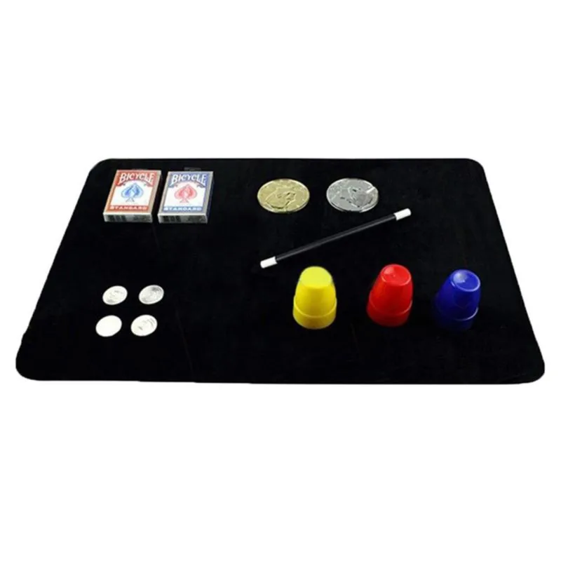 Black Large Magic Card Mat Magicians Magic Trick Poker Coin Mat Card Pad Easy To Do Street Magic Props For Beginners