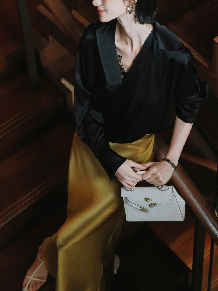 

Элегантное женское шелковое атласное платье с кружевом, приталенное, с эластичным поясом, повседневное, длинное, с V-образным вырезом, тонкое, с защитой от УФ-излучения, весеннее.