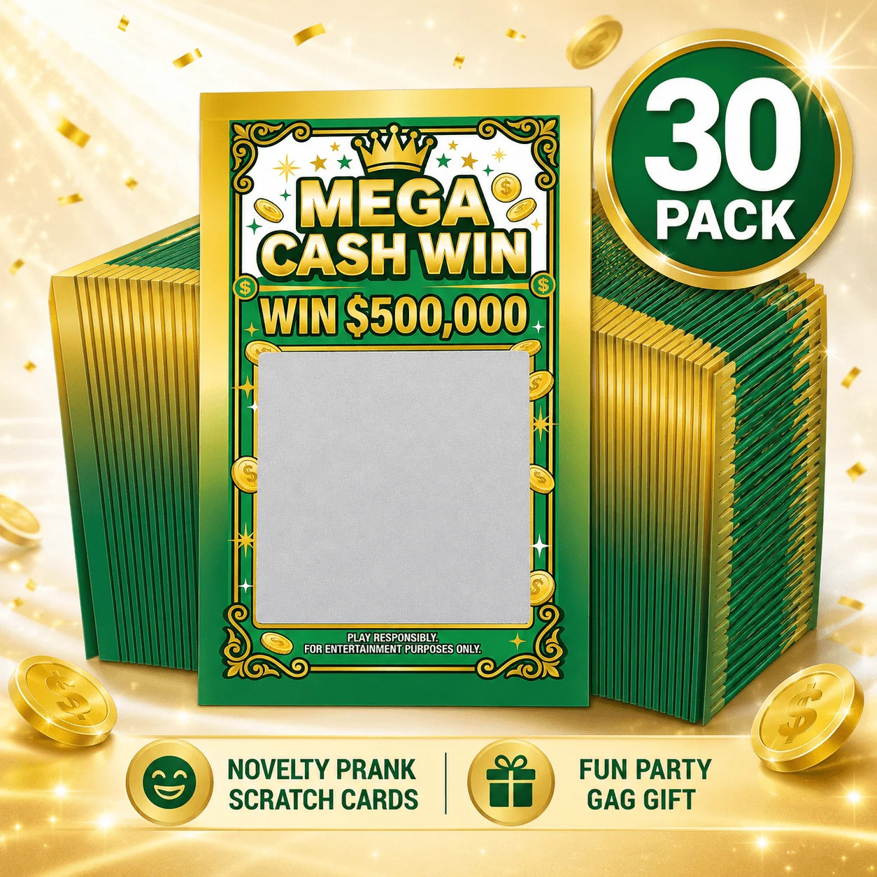 30pcs Prank Scratch-Off Lottery Ticket Card, Mega Cash Win Scratch-Off Prank Cards – Fake Lottery Ticket Gag Gift