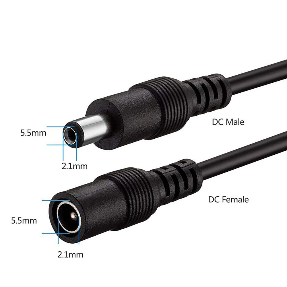 DC Cable Extension Power Extend Cord 12V DC 5.5mmx2.1mm Connector Wire For LED Strip CCTV Camera