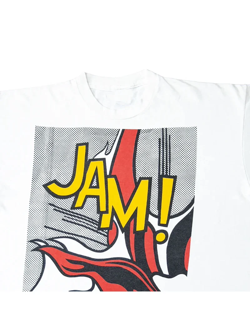 Oversize Short Sleeve Pure Cotton Straight Spray T-Shirt Unisex Rock Style High Street Jam Band Print Breathable Sweat Absorbent