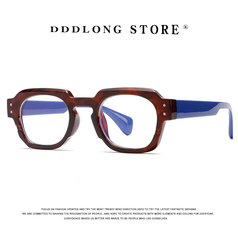 

DDDLONG Anti Blue Light Square Glasses Prescription Eyeglasses Frame For Men Women Optical Lens Can Replaceable Eyewear D407